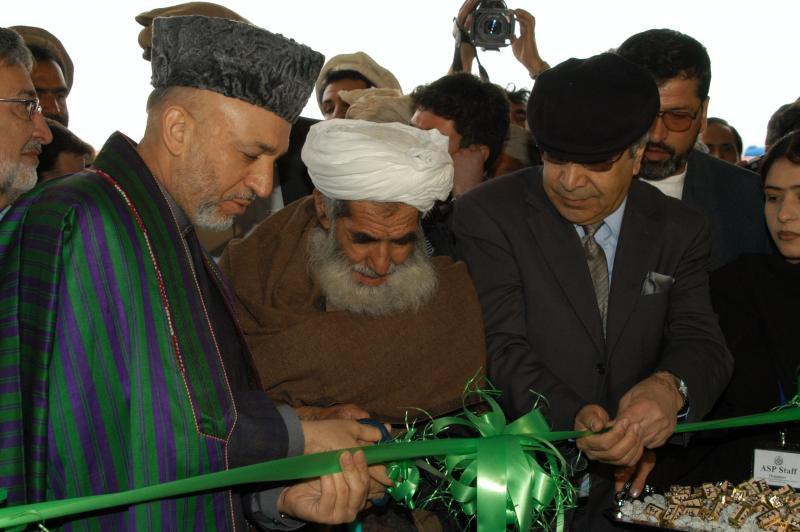 Photos by Shahmahmood Miakhel: President Karzai and Minister of Interior ‘Ali Ahmad Jalali during the inauguration of Mohammad Agha district headquarters in Logar province .