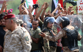 Iraqi citizens protest near Basra