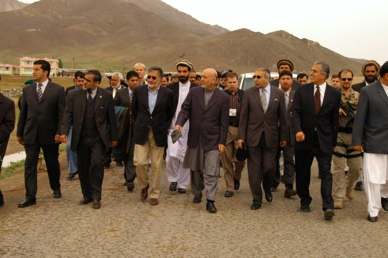 Photos by Shahmahmood Miakhel: President Karzai and Minister of Interior ‘Ali Ahmad Jalali during the inauguration of Mohammad Agha district headquarters in Logar province 