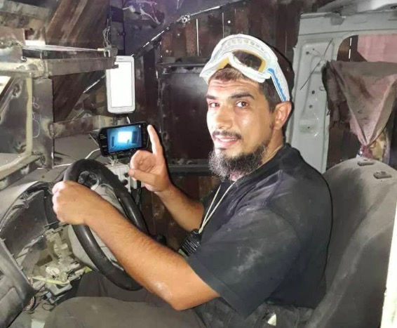 A view of the live camera feed in the interior of an HTS up-armored SVBIED used against a loyalist position near Sukayk in southeast Idlib on Aug. 13, 2020.