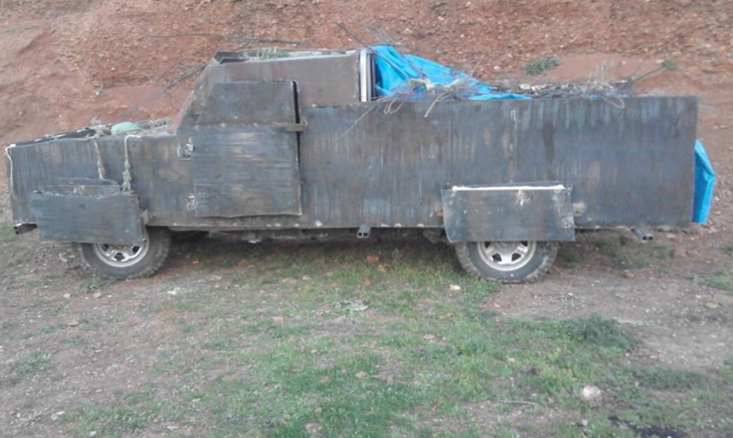 An up-armored SVBIED based on a pick-up truck used against the Syrian Army in Maardes, northern Hama Province on March 22, 2017.