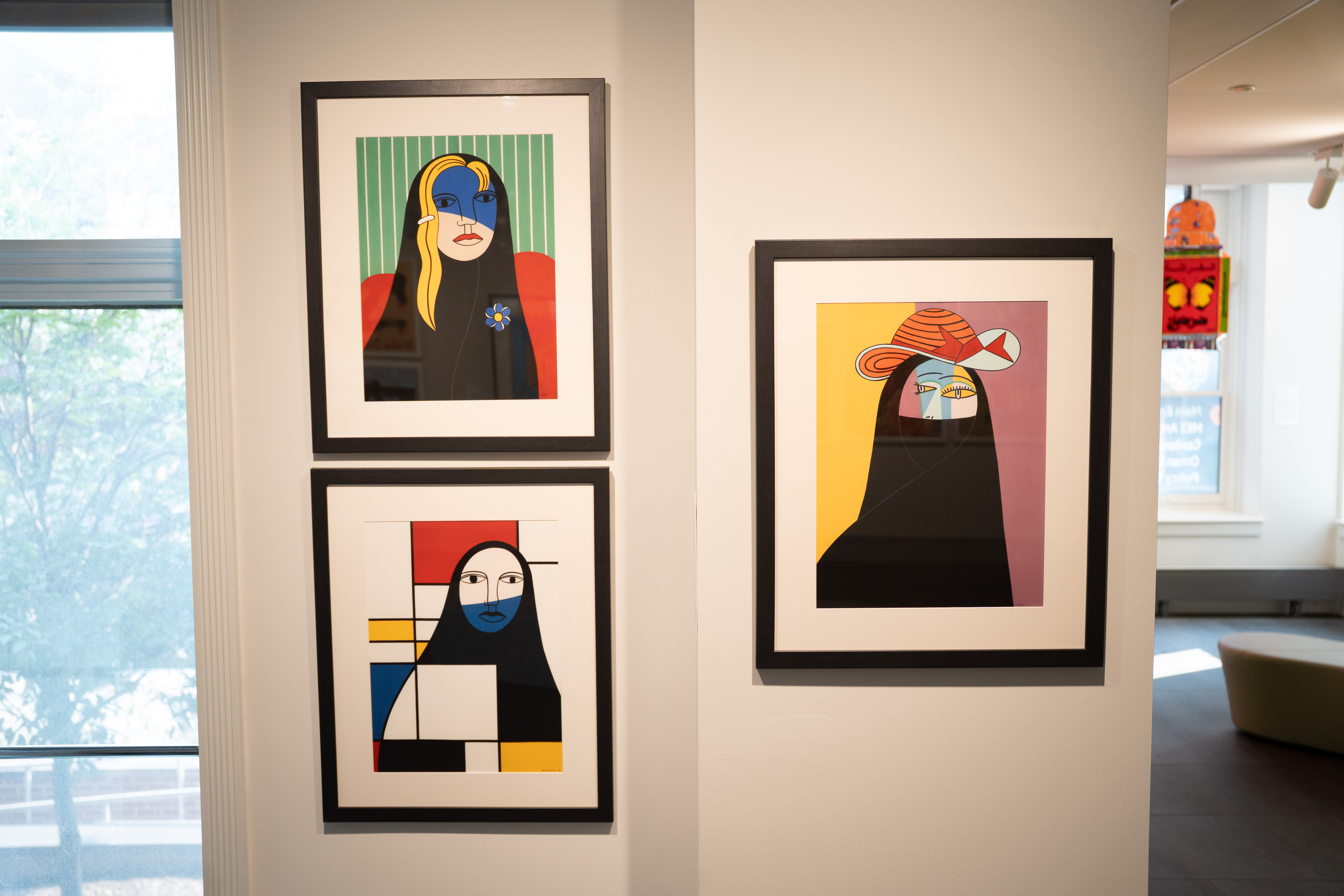 Helen Zughaib, selections from Abaya Series (2005, 2008) from the Changing Preceptions series. Courtesy of the World Bank Art Collection, Washington DC. Installation shot at the MEI Art gallery.