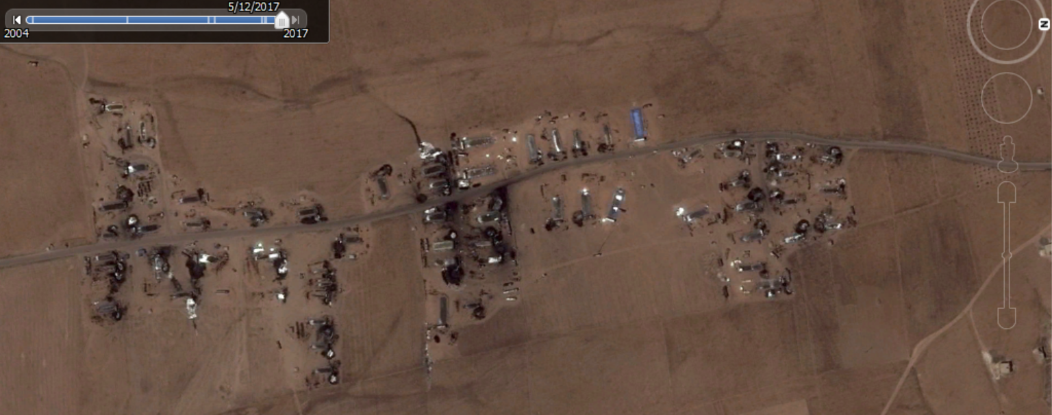 Figure 6: Makeshift oil refineries south of Um Routha, as seen on May 11, 2017.