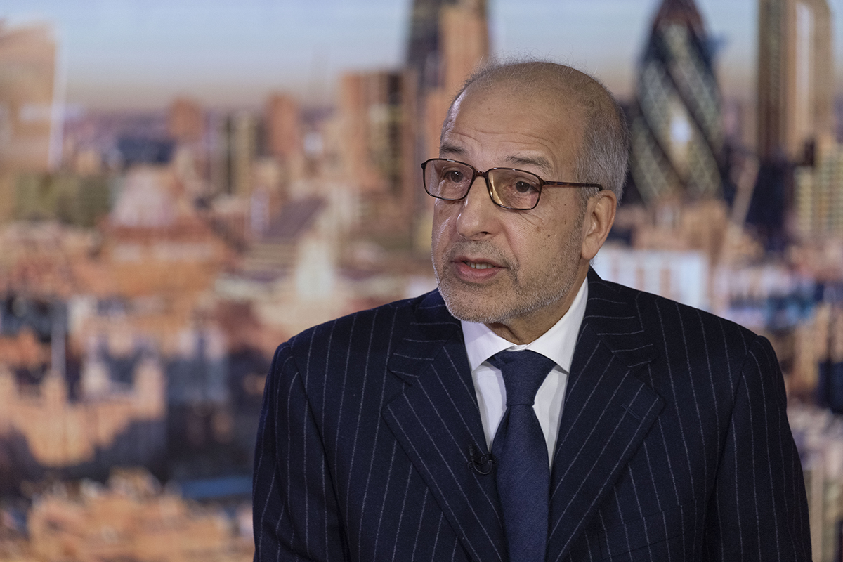 Sadiq al-Kabir, governor of Libya’s central bank, during a Bloomberg Television interview in London, on Dec. 10, 2021. Photo by Jason Alden/Bloomberg via Getty Images.