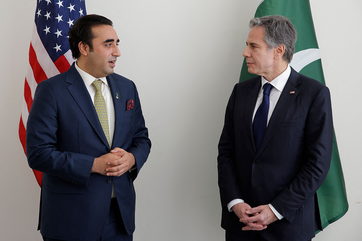 Photo above: U.S. Secretary of State Antony Blinken (R) meets with Former Pakistani Foreign Minister Bilawal Bhutto Zardari (L) at United Nations headquarters in New York on May 18, 2022. Photo by EDUARDO MUNOZ/POOL/AFP via Getty Images.