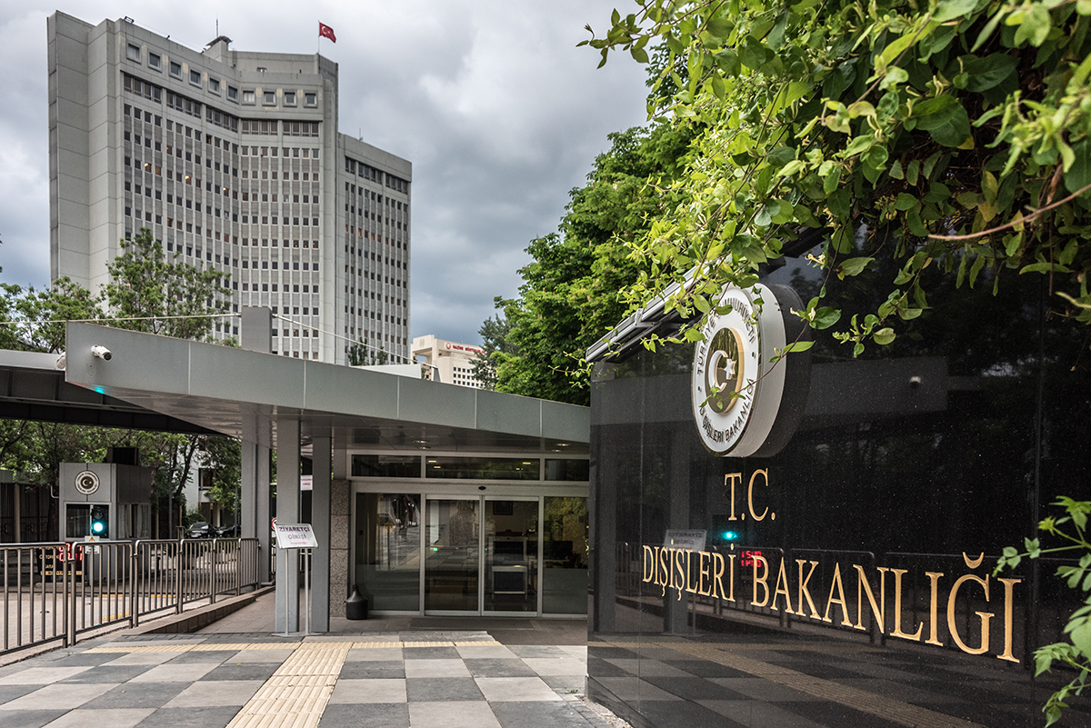 The Republic of Turkey Ministry of Foreign Affairs building rises high in the Ankara skyline on May 8, 2018. Photo by Diego Cupolo/NurPhoto via Getty Images.