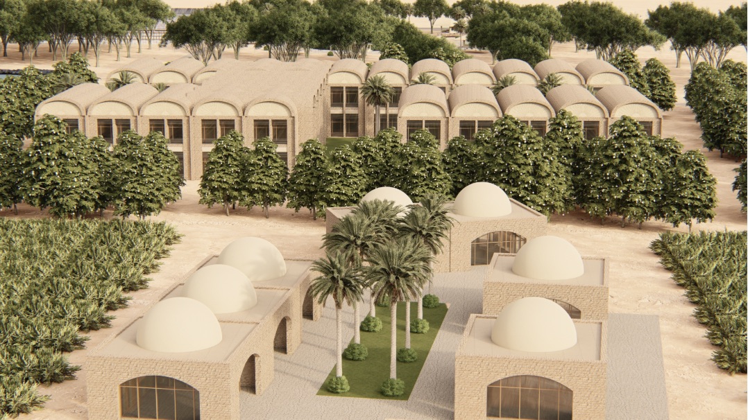 Images depicting plans for white domes, part of maintaining the authenticity of Jordanian architecture.
