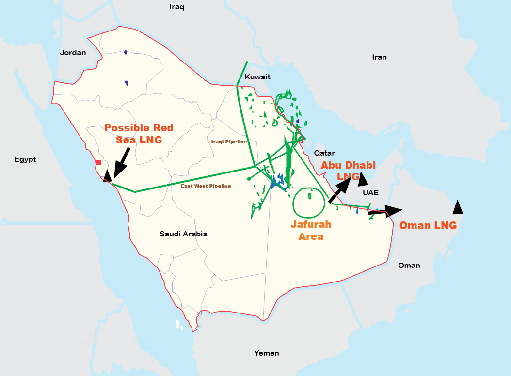 Saudi gas map