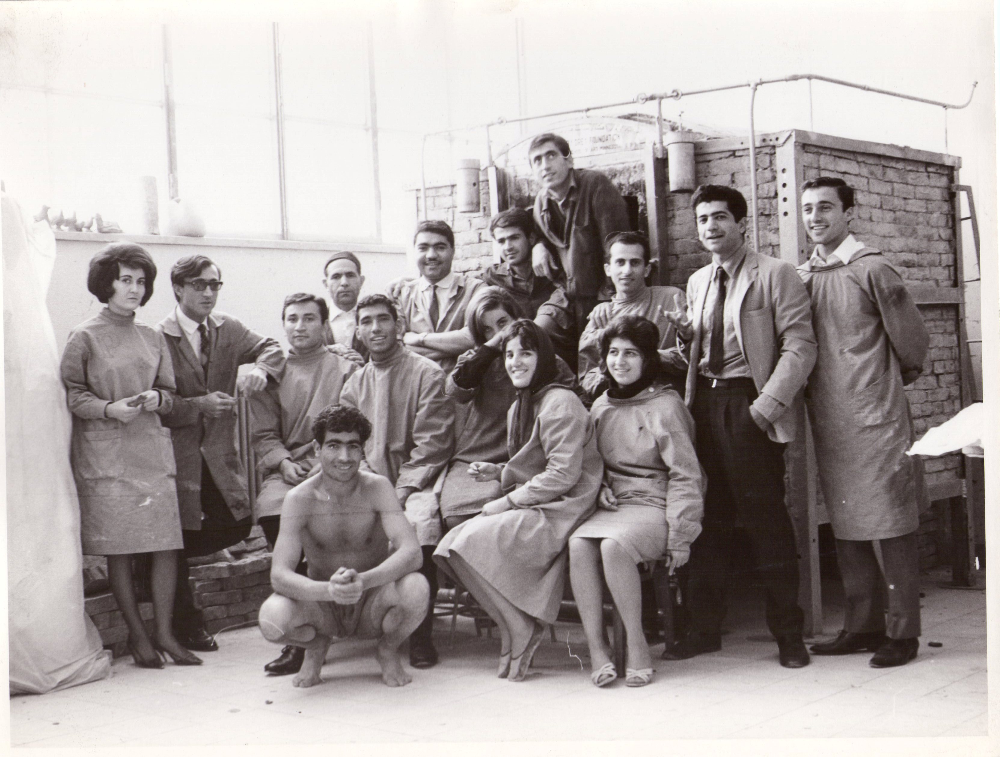 Tanavoli with students at Tehran University 1965 (Tanavoli's limited edition series of silver and bronze medallions (Photo courtesy of Parviz Tanavoli)