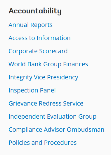 World Bank Accountability tab