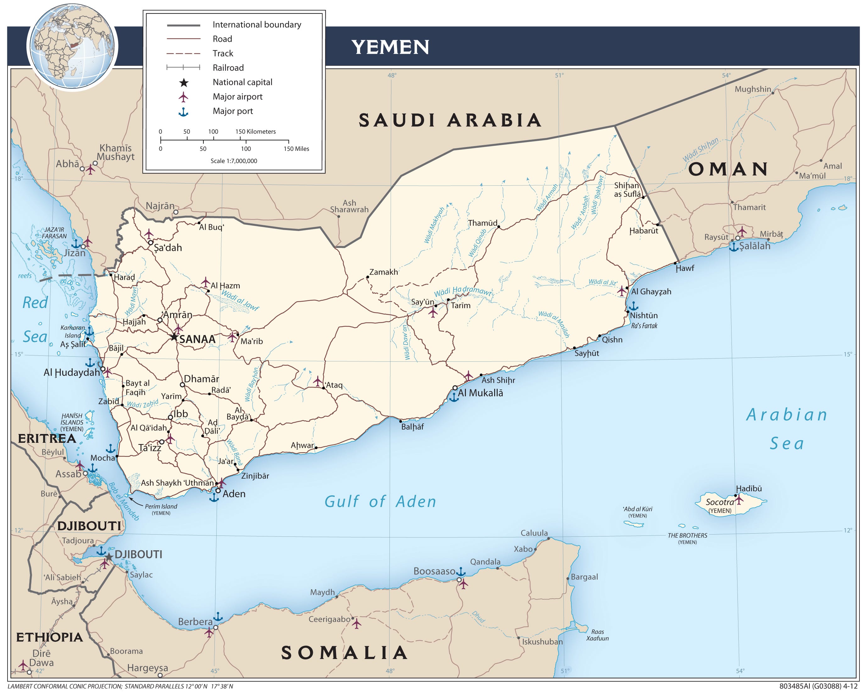 Map above: A map of Yemen’s transportation network, published in August 2018. Map produced by the Central Intelligence Agency.