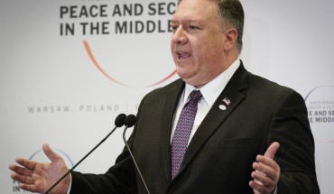 US Secretary of State Mike Pompeo speaks at the final press conference of the Middle East summit in Warsaw, Poland on February 14, 2019.