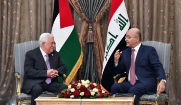 Palestinian President Mahmoud Abbas meets President of Iraq Barham Salih in Baghdad, Iraq on March 4, 2019.