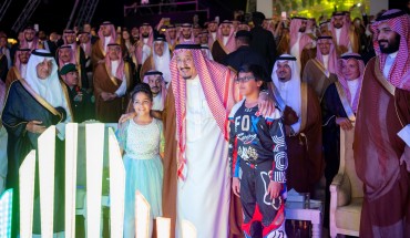 Saudi Arabian King Salman bin Abdulaziz Al Saud (2nd R) and Crown Prince and Defense Minister of Saudi Arabia Mohammad bin Salman al-Saud (R) attend the opening ceremony of the Qiddiya project, which is planned to be Saudi Arabia's biggest cultural, sports and entertainment site, in Riyadh, Saudi Arabia on April 28, 2018.