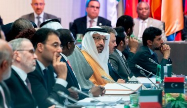 Oil ministers attend the 176th meeting of the Organization of the Petroleum Exporting Countries (OPEC) conference and the 6th meeting of the OPEC and non-OPEC countries on July 1, 2019 in Vienna, Austria. 