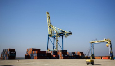 A picture taken on February 7, 2018 shows a view of container cranes and port machinery at the Tripoli Free Zone in the port of the same name in northern Lebanon. (Photo by IBRAHIM CHALHOUB / AFP) (Photo credit should read IBRAHIM CHALHOUB/AFP/Getty Images)