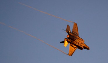 An Israeli F-35 fighter jet performs during an air show at the graduation ceremony of Israeli pilots in the Hatzerim Israeli Air Force base in the Negev desert, near the southern Israeli city of Beer Sheva, on June 27, 2019. 