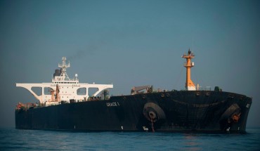 Iranian supertanker Grace 1 off the coast of Gibraltar on August 15, 2019.