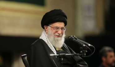  Iran's religious leader Ayatollah Ali Khamenei speaks during a gathering with Iranian Air Force officers and the personnel in Tehran, Iran on February 8, 2019.