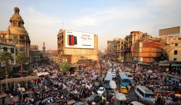 A picture taken on December 12, 2017 shows an elevated view of al-Attaba district on the edge of downtown Cairo, Egypt. 