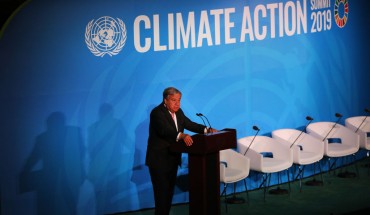 U.N. Secretary-General Antonio Guterres speaks at the at a summit to address climate change at the U.N. on September 23, 2019 in New York City. 