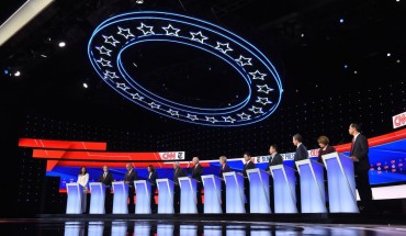 The fourth Democratic primary debate of the 2020 presidential campaign season co-hosted by The New York Times and CNN at Otterbein University in Westerville, Ohio on October 15, 2019.