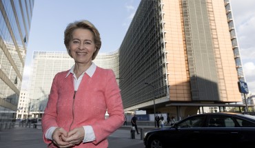 BRUSSELS, BELGIUM - SEPTEMBER 10, 2019: EU Commission President-elect Ursula von der Leyen is posing in front of the Berlaymont, the EU Commission headquarter on September 10, 2019. Today, the elected President Ursula von der Leyen presented the new Commission, it will reflect the priorities and ambitions set out in the Political Guidelines. The Commission is structured around the objectives President-elect von der Leyen was elected on by the European Parliament. (Photo by Thierry Monasse/Getty Images)