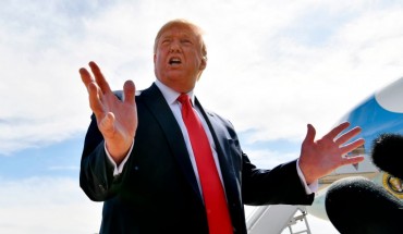 US President Donald Trump speaks as he arrives at Naval Air Station Joint Reserve Base Forth Worth in Texas on October 17, 2019. 