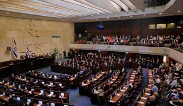 A picture taken on October 3, 2019 shows a general view of the plenum during the swearing-in ceremony at the Knesset in Jerusalem. - Israel's parliament was sworn in today without a new government formed as a deadlocked general election left Netanyahu scrambling to find a path to extend his long tenure in power.