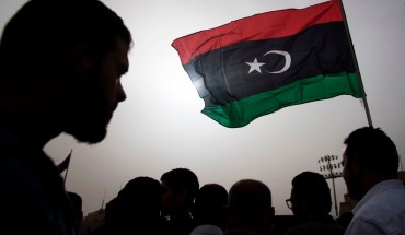  Libyans gather during the funeral of fighters loyal to the Government of National Accord (GNA) in the capital Tripoli, on April 24, 2019, after they were reportedly killed during clashes with forces loyal to strongman Khalifa Haftar in al-Hira region, about 70 kilometres south of Tripoli. 