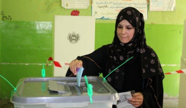 Afghan woman casts his vote at a polling station during the presidential elections in Kabul, Afghanistan on September 28, 2019. 