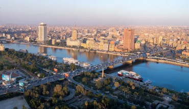  A view of the 6th October Bridge and surrounding buildings is seen from the Cairo Tower in Cairo, Egypt, Nov. 24, 2019. 