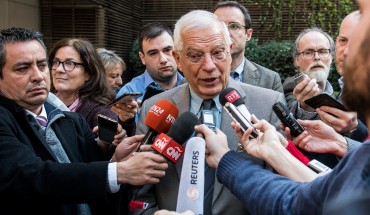 MADRID, SPAIN - 2019/02/28: Josep Borrell, Spain's foreign minister, speaks about situation with Venezuela during a press briefing in Palacio de Viana. (Photo by Marcos del Mazo/LightRocket via Getty Images