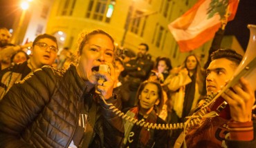 Anti-government protesters demonstrate ahead of the expected naming of a new cabinet tomorrow by Prime Minister Designate Hassan Diab, on January 16, 2020 in Beirut, Lebanon.