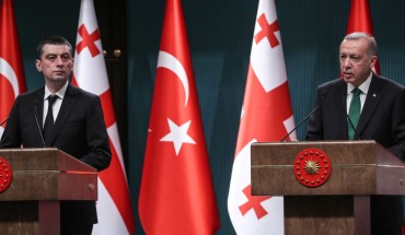 Turkey's President Recep Tayyip Erdogan (R) and Georgia's Prime Minister Giorgi Gakharia (L) hold a joint press conference at the Presidential Complex in Ankara on October 31, 2019.