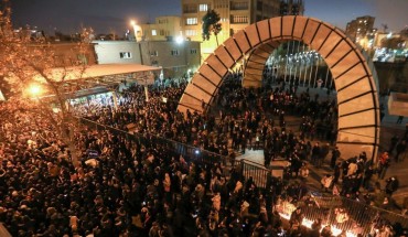 Iranians students demonstrate following a tribute for the victims of Ukraine International Airlines Boeing 737 in front of the Amirkabir University in the capital Tehran, on January 11, 2020. 