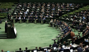 Iran's President Hassan Rouhani delivers a speech presenting the Islamic republic's new budget for the financial year starting late March 2020 in Tehran on December 8, 2019. - Rouhani described it as a "budget of resistance" against crippling sanctions imposed by arch-enemy the United States. (Photo by STR / AFP) (Photo by STR/afp/AFP via Getty Images)