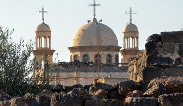A picture shows the new church of Sayyidet al-Beshara in Shaqra town in the southern Syrian province of Daraa on December 22, 2019. - Less than 10 kilometres (six miles) away lies the mainly Christian town of Shaqra, emptied of most of its Christian residents after a spate of attacks by rebels and jihadists during the conflict. Such attacks have stopped since the area came back under regime control, but very few Christian families remain. (Photo by MAHER AL MOUNES / AFP) (Photo by MAHER AL MOUNES/AFP via Ge