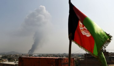 Smoke rises from the site of an attack after a massive explosion the night before near the Green Village in Kabul on September 3, 2019. - A massive blast in a residential area of Kabul killed at least 16 people, officials said on September 3, yet another Taliban attack that came as the insurgents and Washington try to finalise a peace deal.