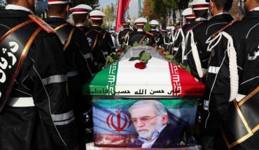 A funeral ceremony of Iranian Top nuclear scientist, Mohsen Fakhrizadeh Mahabadi, held at Defense Ministry of Iran in Tehran, Iran on November 30, 2020. Fakhrizadeh, who headed research and innovation at the defense ministry, was attacked Friday in Damavand county near Tehran.