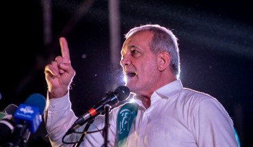 TEHRAN, IRAN - JULY 3: Reformist presidential candidate Masoud Pezeshkian speaks at the final rally of his campaign July 3, 2024 in Tehran, Iran. Pezeskhian faces former secretary of the Supreme National Security Council Saeed Jalili in Iran's run-off presidential election July 5. (Photo by Majid Saeedi/Getty Images)
