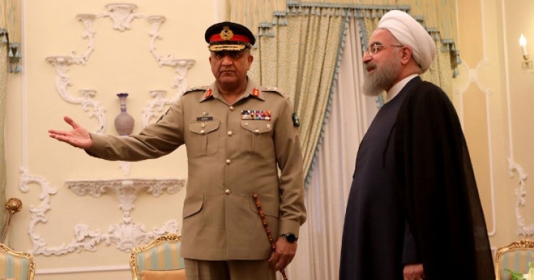 Iranian President President Hassan Rouhani (R) met Pakistani Army Chief General Qamar Javed Bajwa in Tehran 