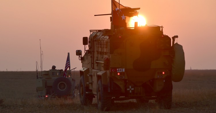 Armoured vehicles of Turkish and U.S. troops