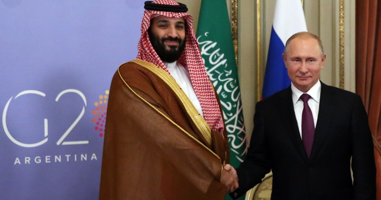 Mohammad bin Salman and Vladimir Putin at the G20