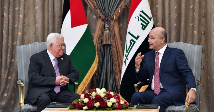 Palestinian President Mahmoud Abbas meets President of Iraq Barham Salih in Baghdad, Iraq on March 4, 2019.