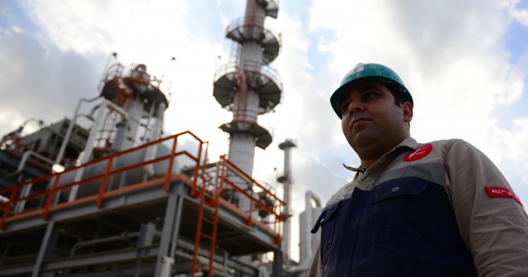 A view of the Erbil oil refinery on November 17, 2016.