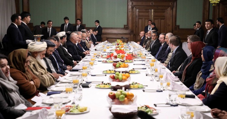 Afghan President Ashraf Ghani receives U.S. special envoy to Afghanistan Zalmay Khalilzad at the Presidential Palace in Kabul, Afghanistan on February 18, 2019. 