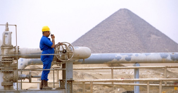 Worker at a gas refinery in the Western Desert, Egypt