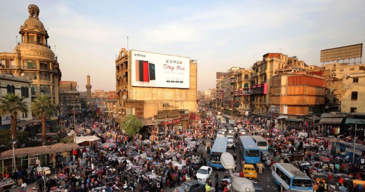 A picture taken on December 12, 2017 shows an elevated view of al-Attaba district on the edge of downtown Cairo, Egypt. 