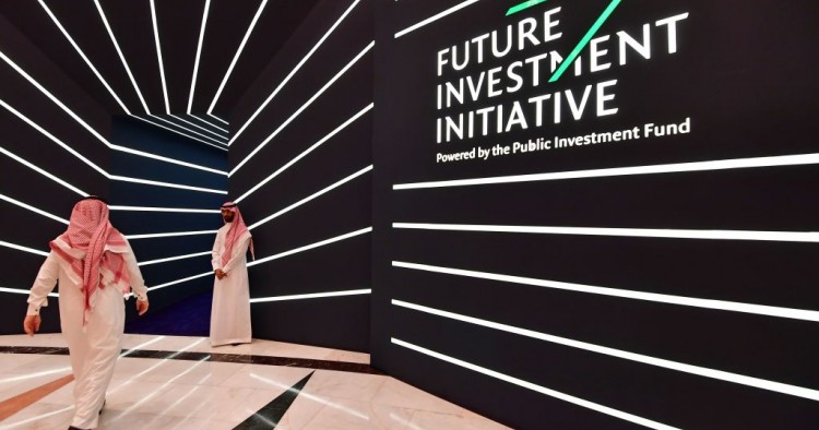 A man arrives to the Future Investment Initiative (FII) conference in the Saudi capital Riyadh on October 24, 2018.